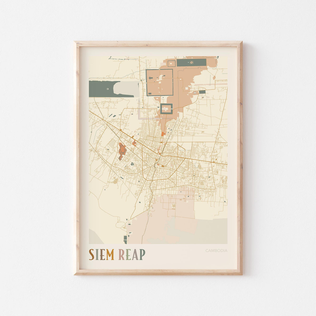siem reap, cambodia map poster - image 1