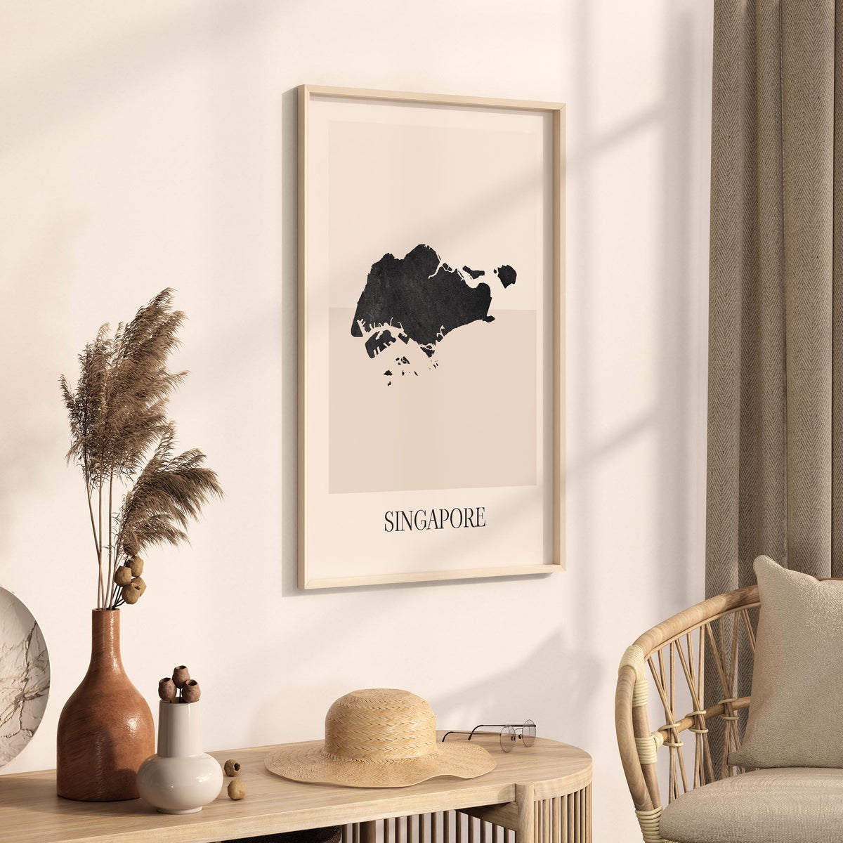 singapore map poster - minimalist boho wall art - digital download - image 2