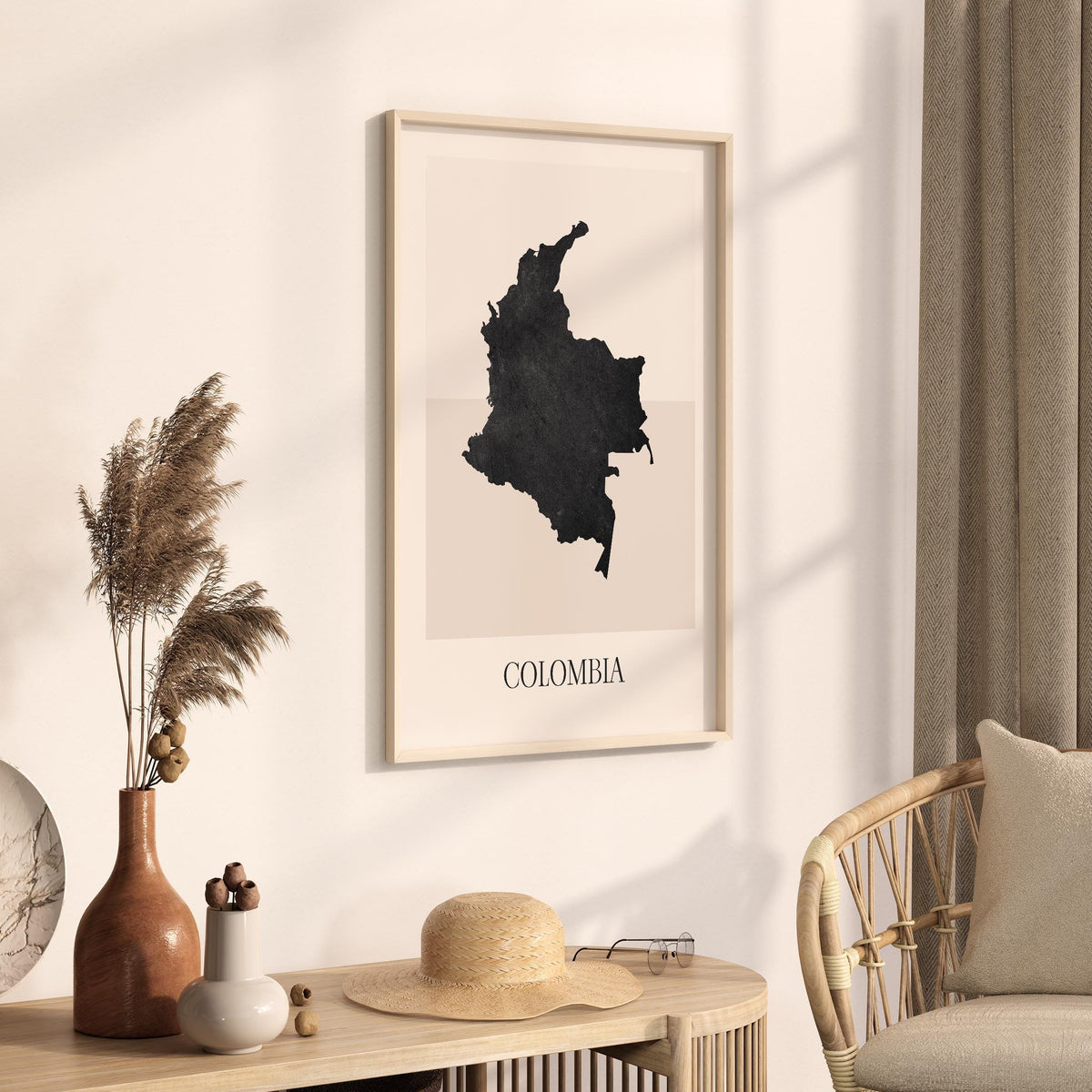 colombia map poster - minimalist boho wall art - digital download - image 2