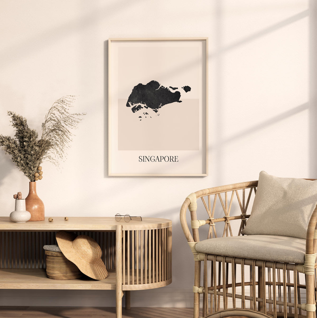 singapore map poster - minimalist boho wall art - digital download - image 3