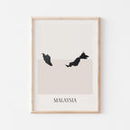 malaysia map poster - minimalist boho wall art - digital download - image 1