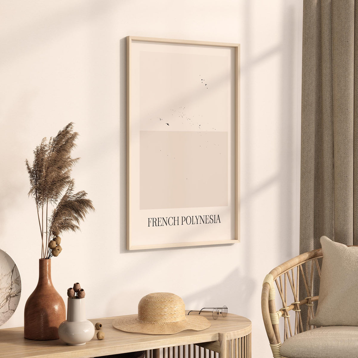 french polynesia map poster - minimalist boho wall art - digital download - image 2