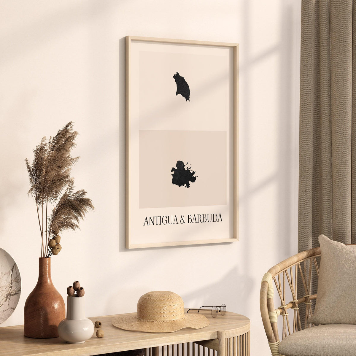 antigua and barbuda map poster - minimalist boho wall art - digital download - image 2