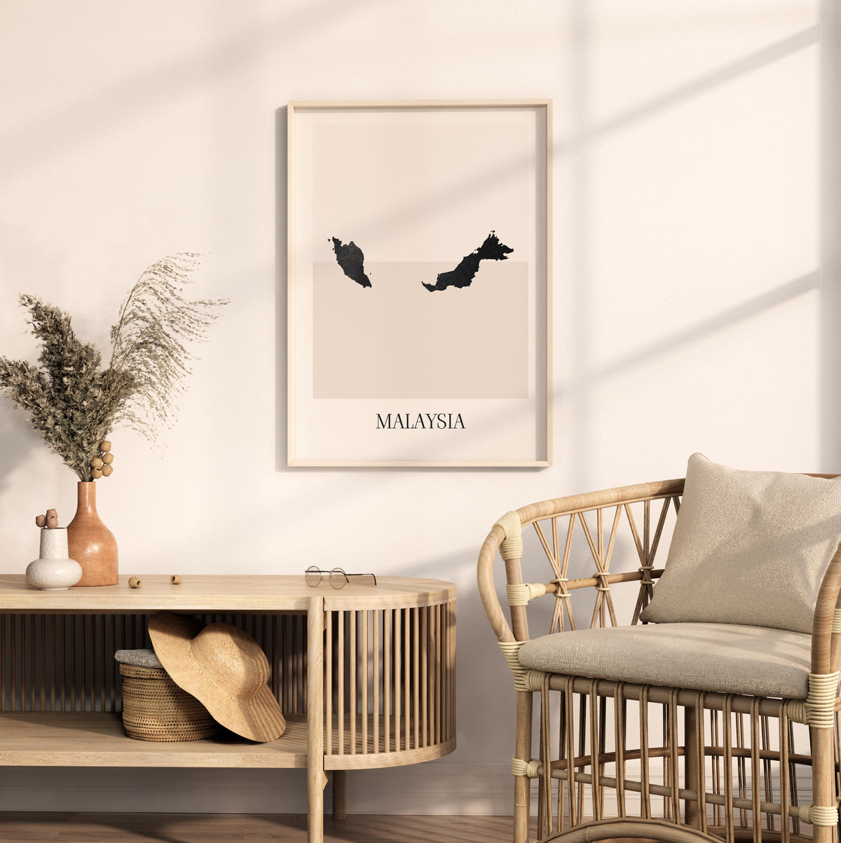 malaysia map poster - minimalist boho wall art - digital download - image 3