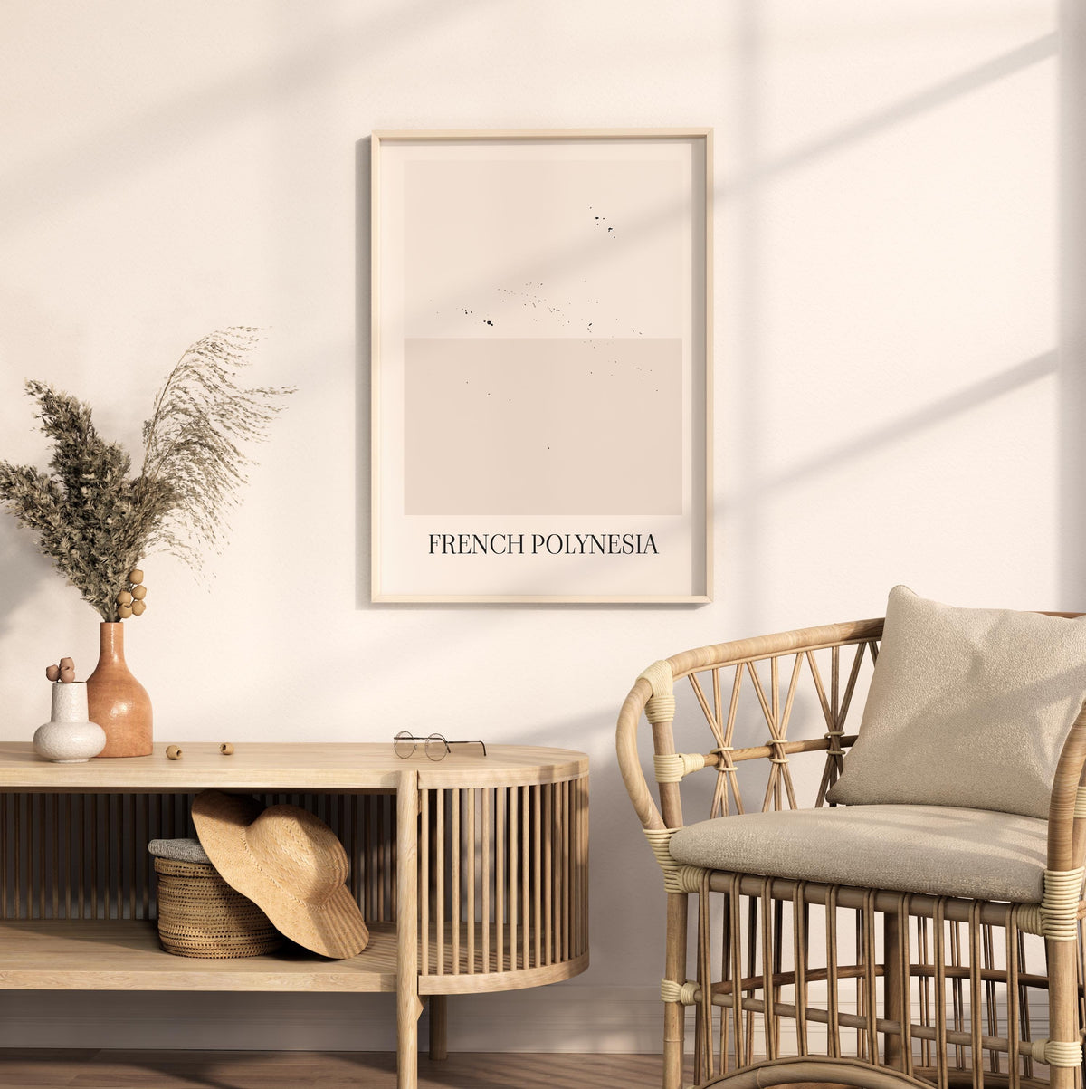 french polynesia map poster - minimalist boho wall art - digital download - image 3