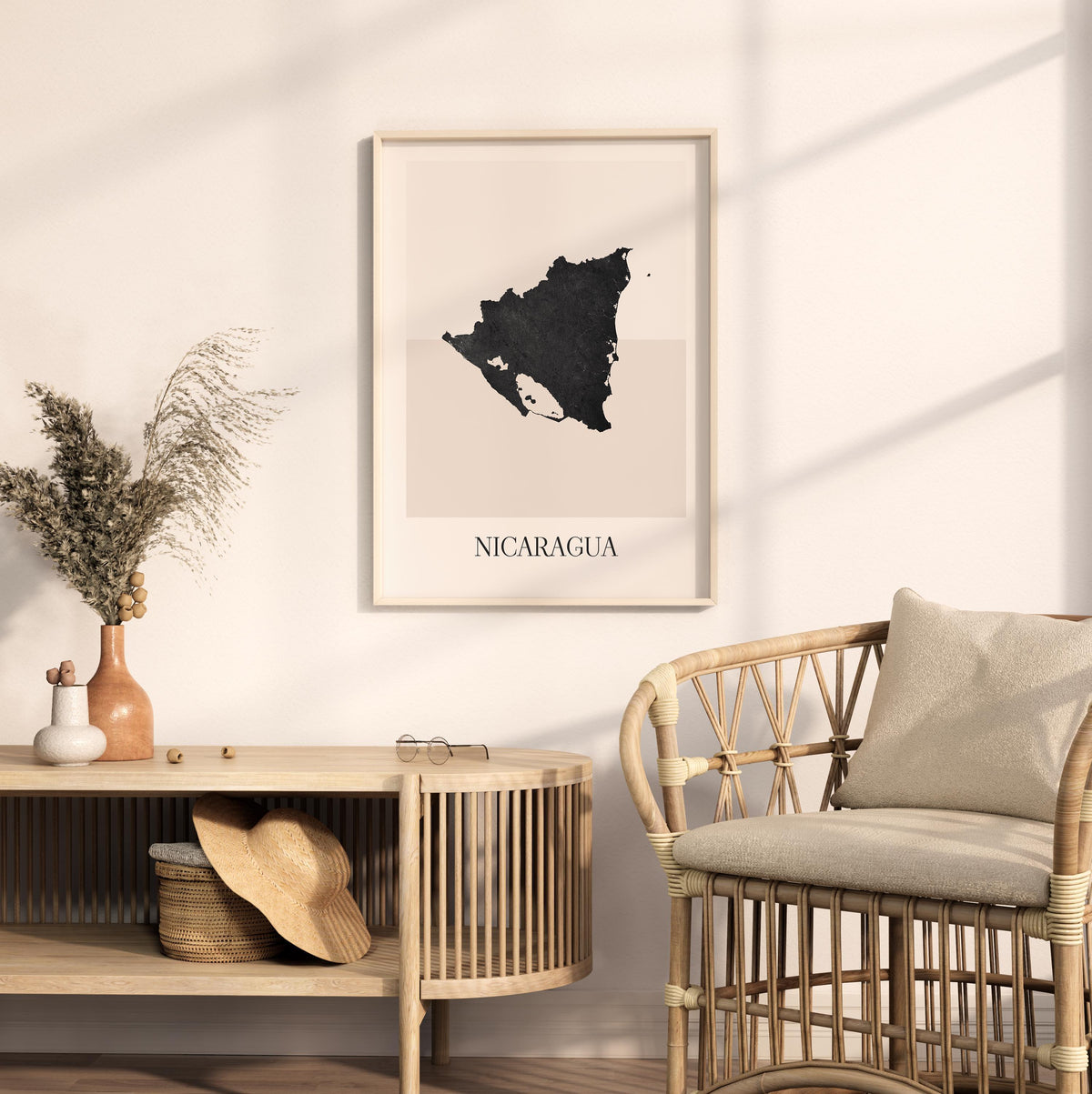 nicaragua map poster - minimalist boho wall art - digital download - image 3