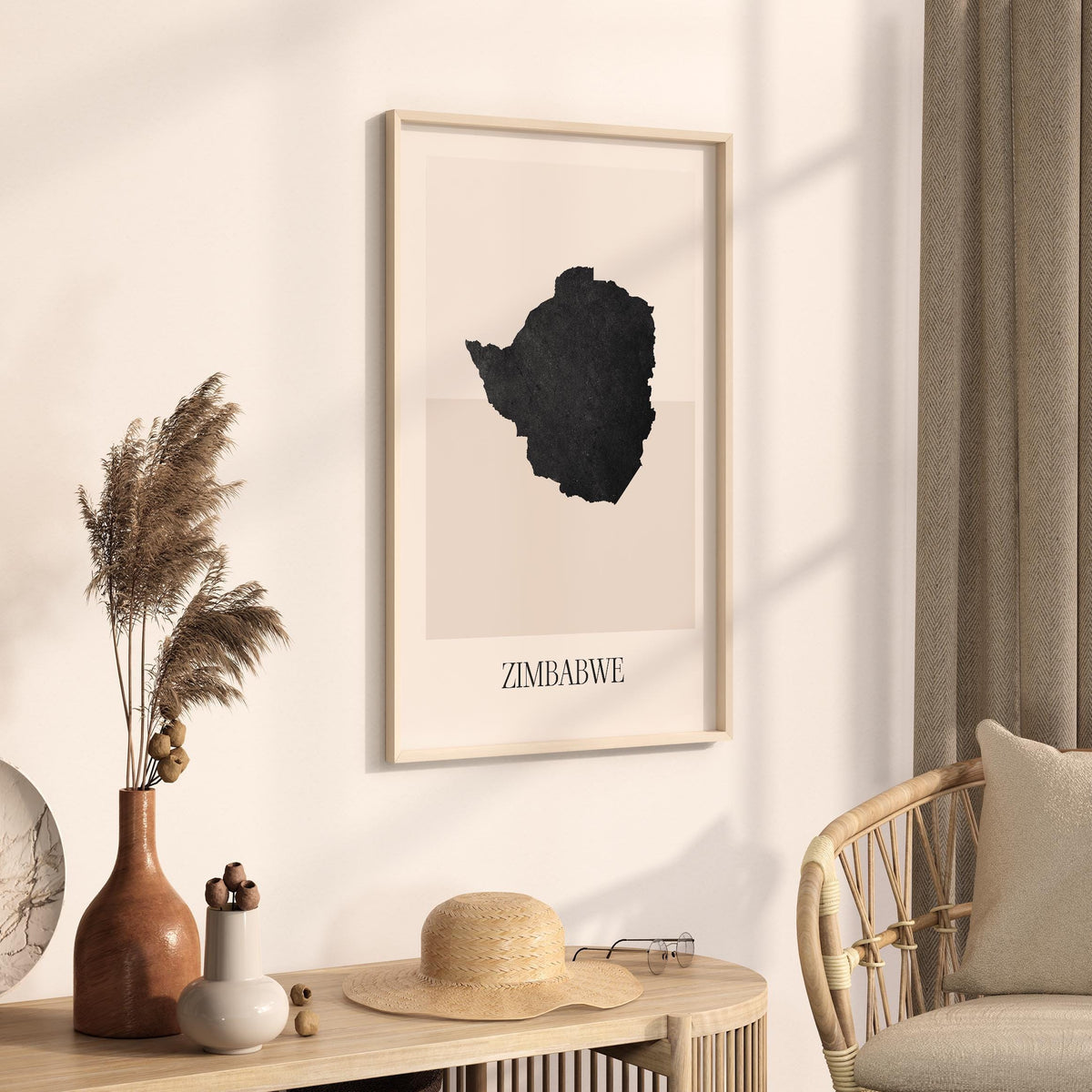 zimbabwe map poster - minimalist boho wall art - digital download - image 2