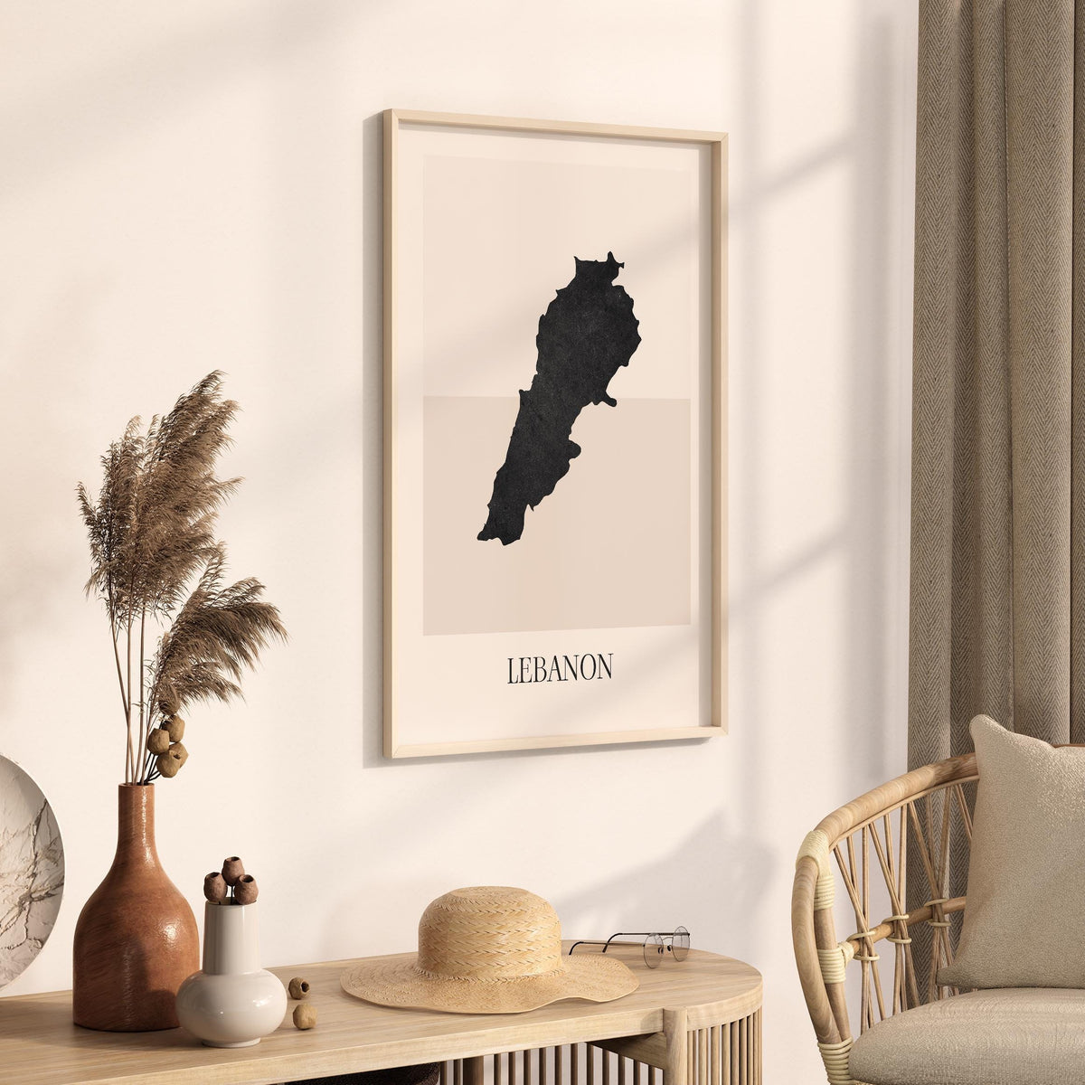 lebanon map poster - minimalist boho wall art - digital download - image 2