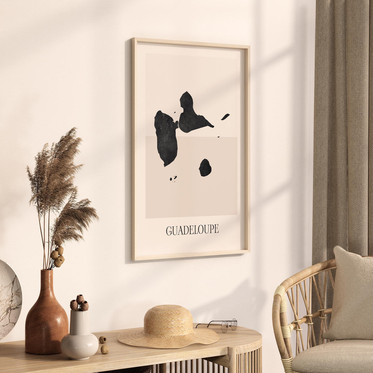 guadeloupe map poster - minimalist boho wall art - digital download - image 2