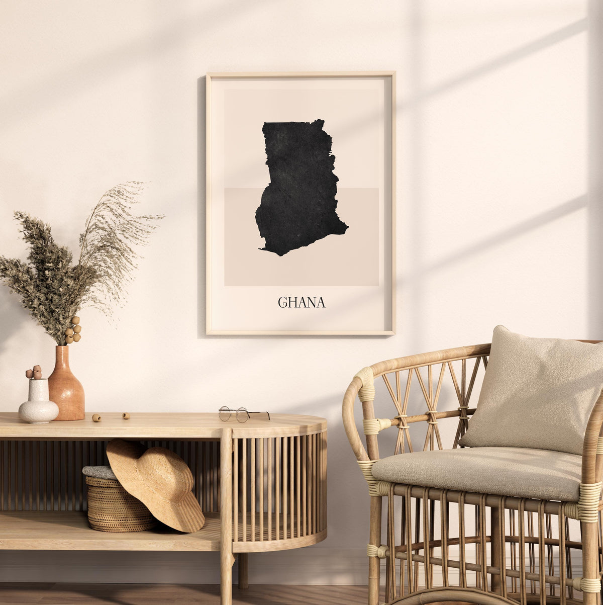 ghana map poster - minimalist boho wall art - digital download - image 3