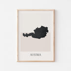 austria map poster - minimalist boho wall art - digital download - image 1