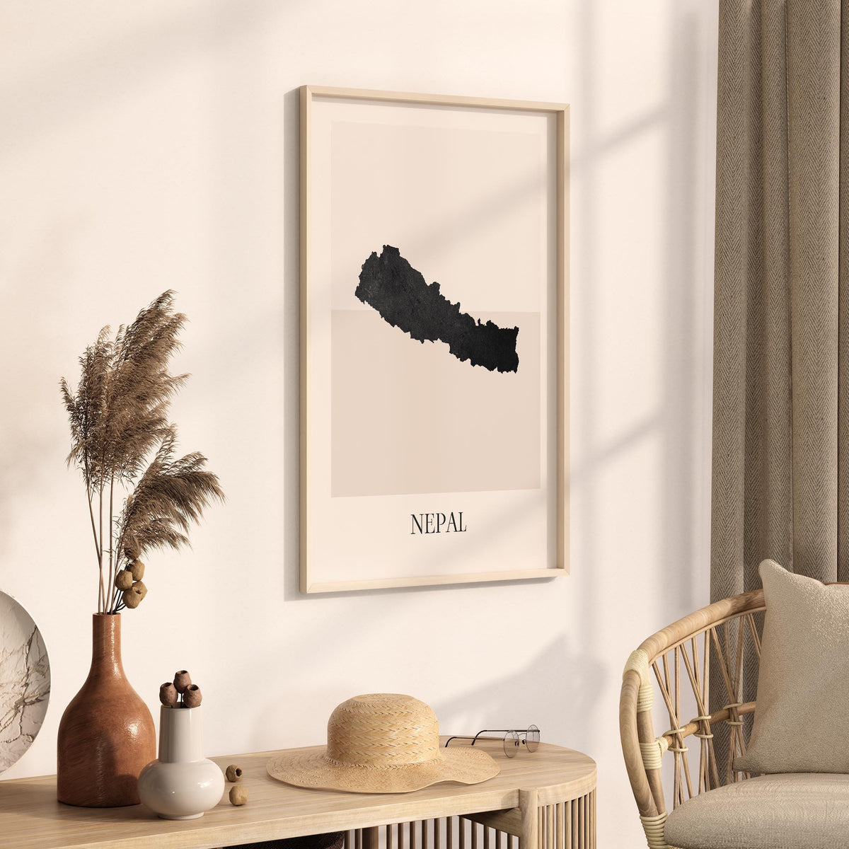 nepal map poster - minimalist boho wall art - digital download - image 2