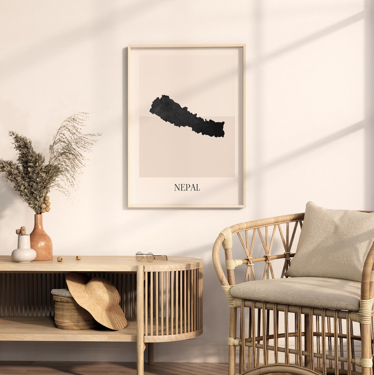 nepal map poster - minimalist boho wall art - digital download - image 3