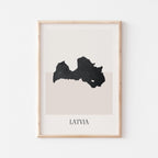 latvia map poster - minimalist boho wall art - digital download - image 1