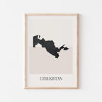 uzbekistan map poster - minimalist boho wall art - digital download - image 1
