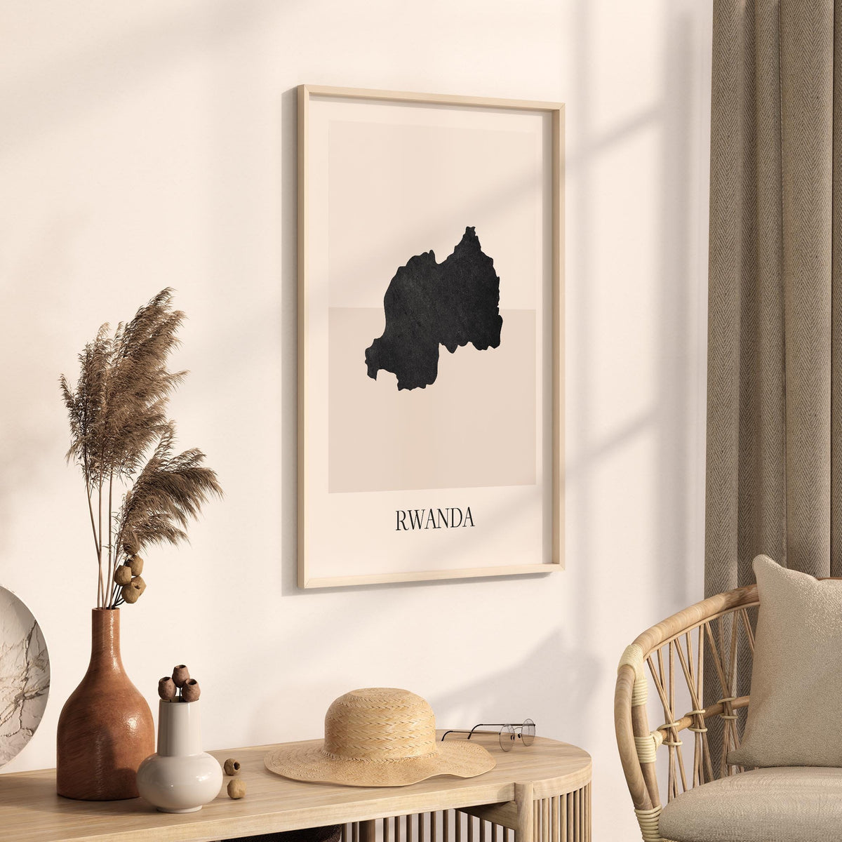 rwanda map poster - minimalist boho wall art - digital download - image 2