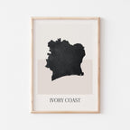 ivory coast map poster - minimalist boho wall art - digital download - image 1