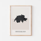 switzerland map poster - minimalist boho wall art - digital download - image 1