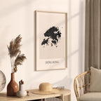 hong kong map poster - minimalist boho wall art - digital download - image 2
