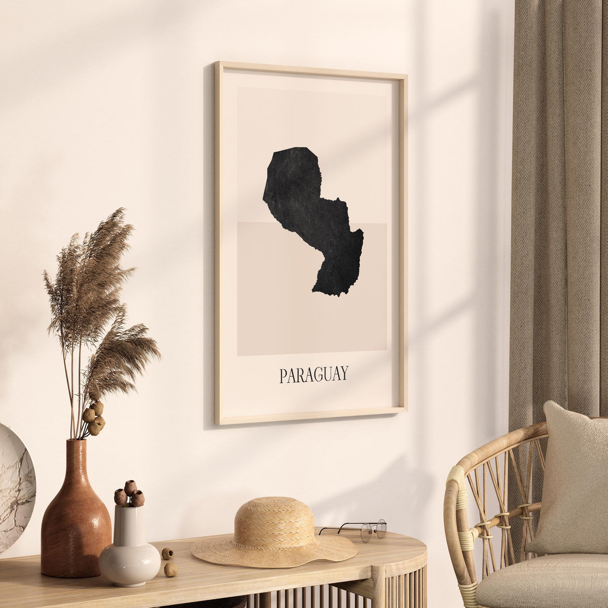 paraguay map poster - minimalist boho wall art - digital download - image 2