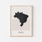 brazil map poster - minimalist boho wall art - digital download - image 1