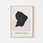french guiana map poster - minimalist boho wall art - digital download - image 1