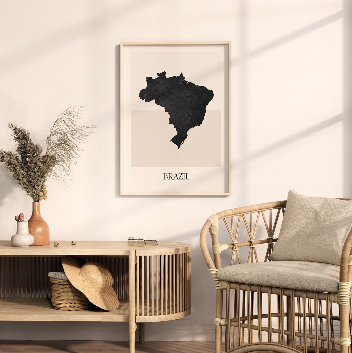 brazil map poster - minimalist boho wall art - digital download - image 3