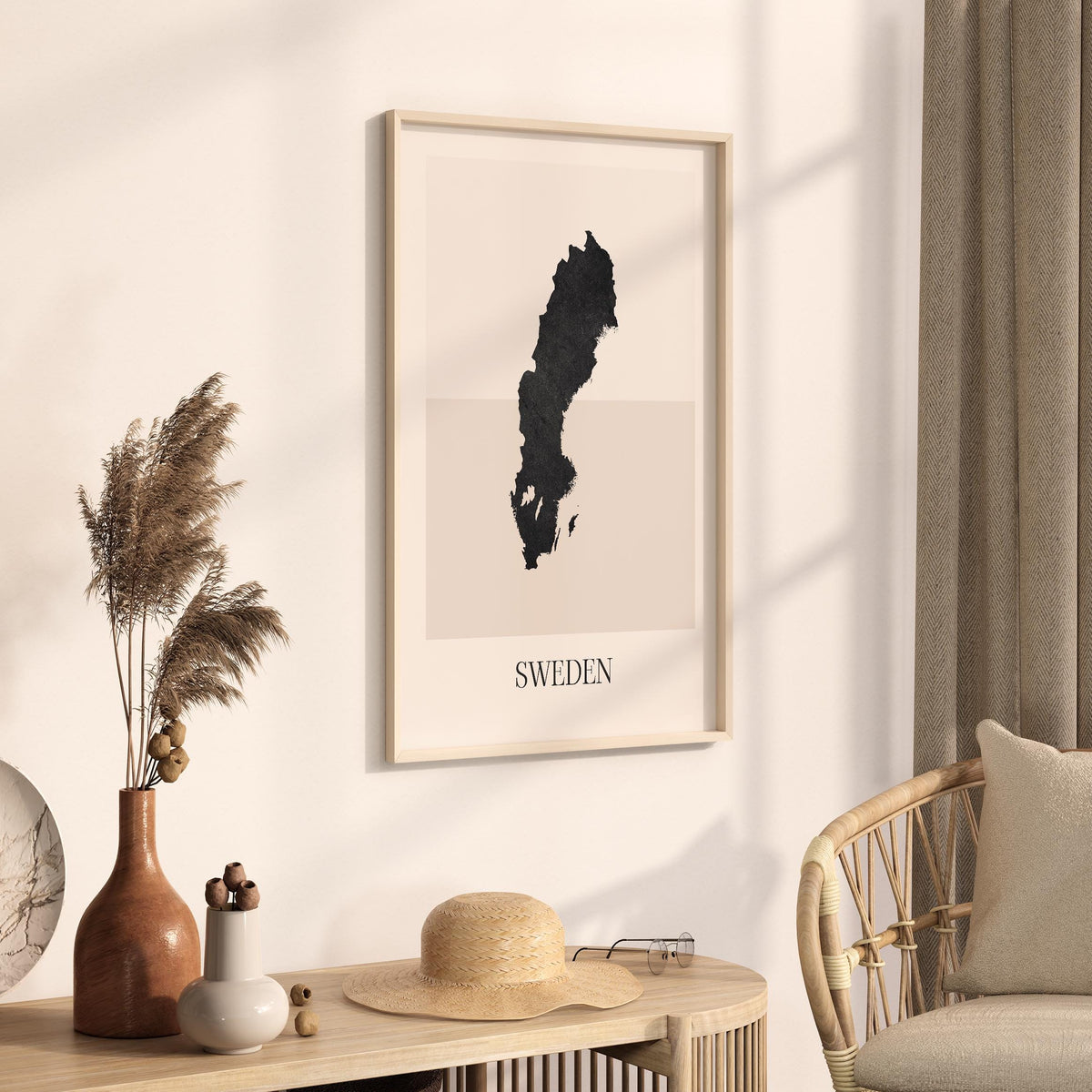 sweden map poster - minimalist boho wall art - digital download - image 2