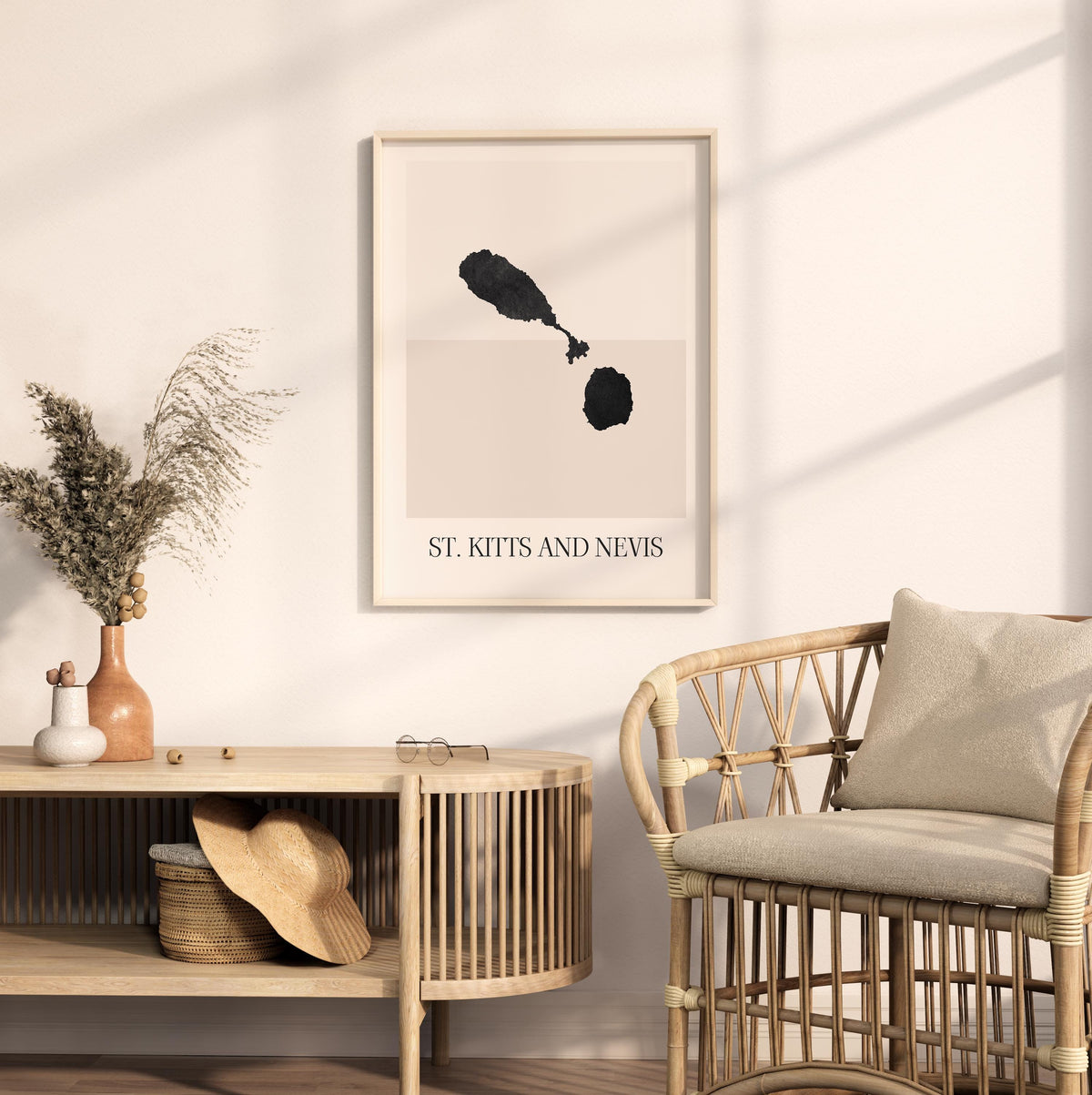 saint kitts and nevis map poster - minimalist boho wall art - digital download - image 3