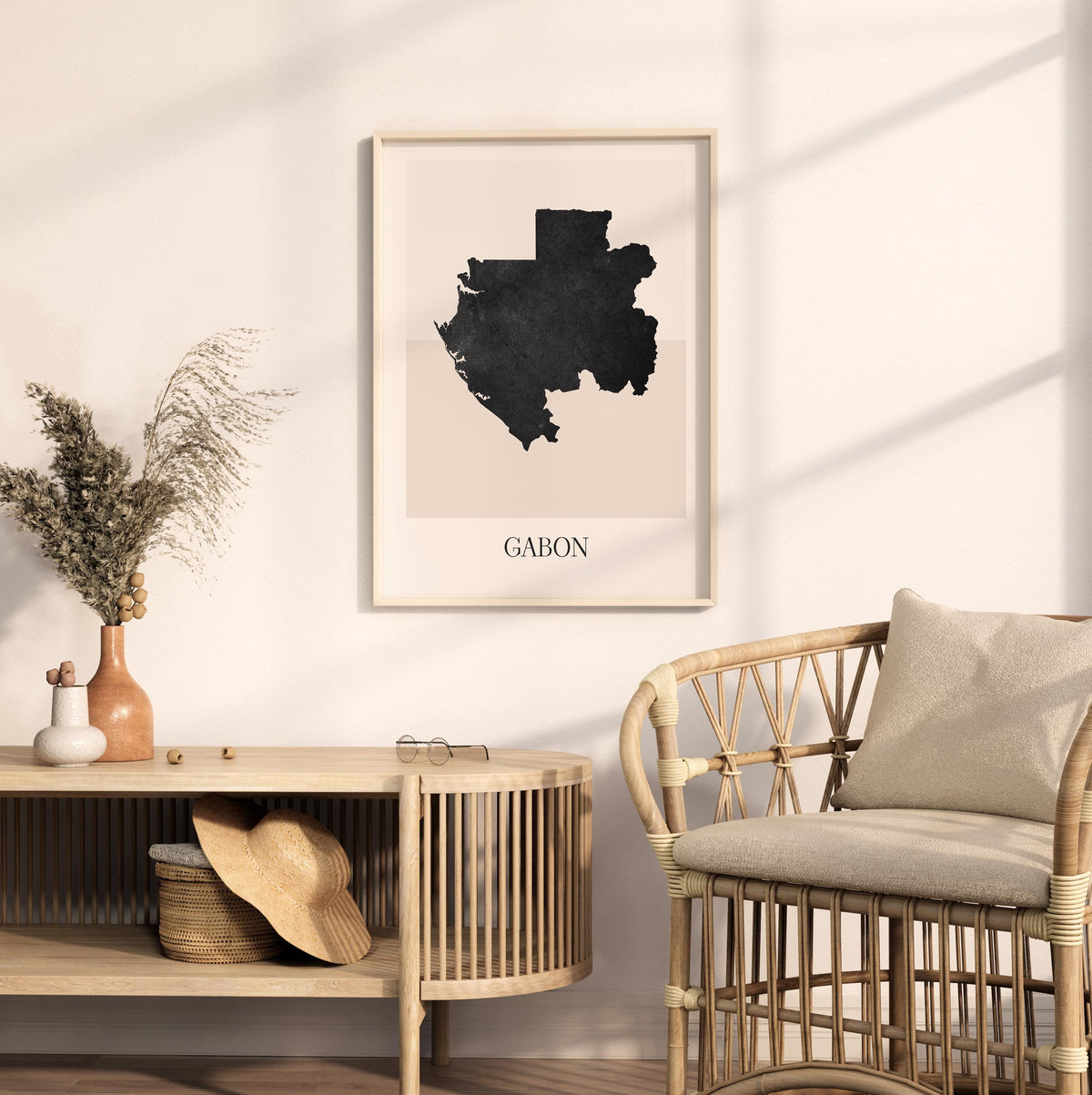 gabon map poster - minimalist boho wall art - digital download - image 3