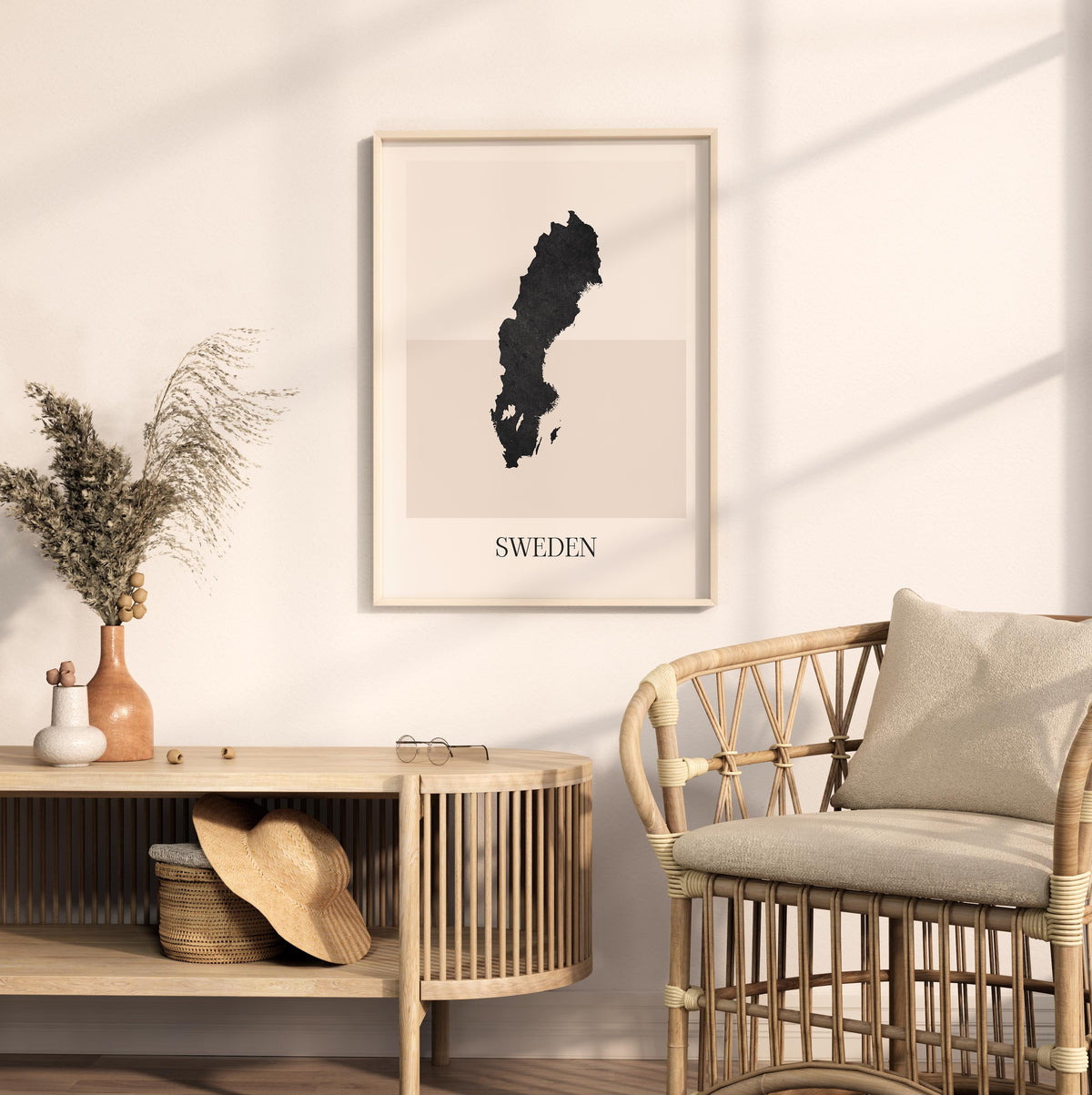 sweden map poster - minimalist boho wall art - digital download - image 3