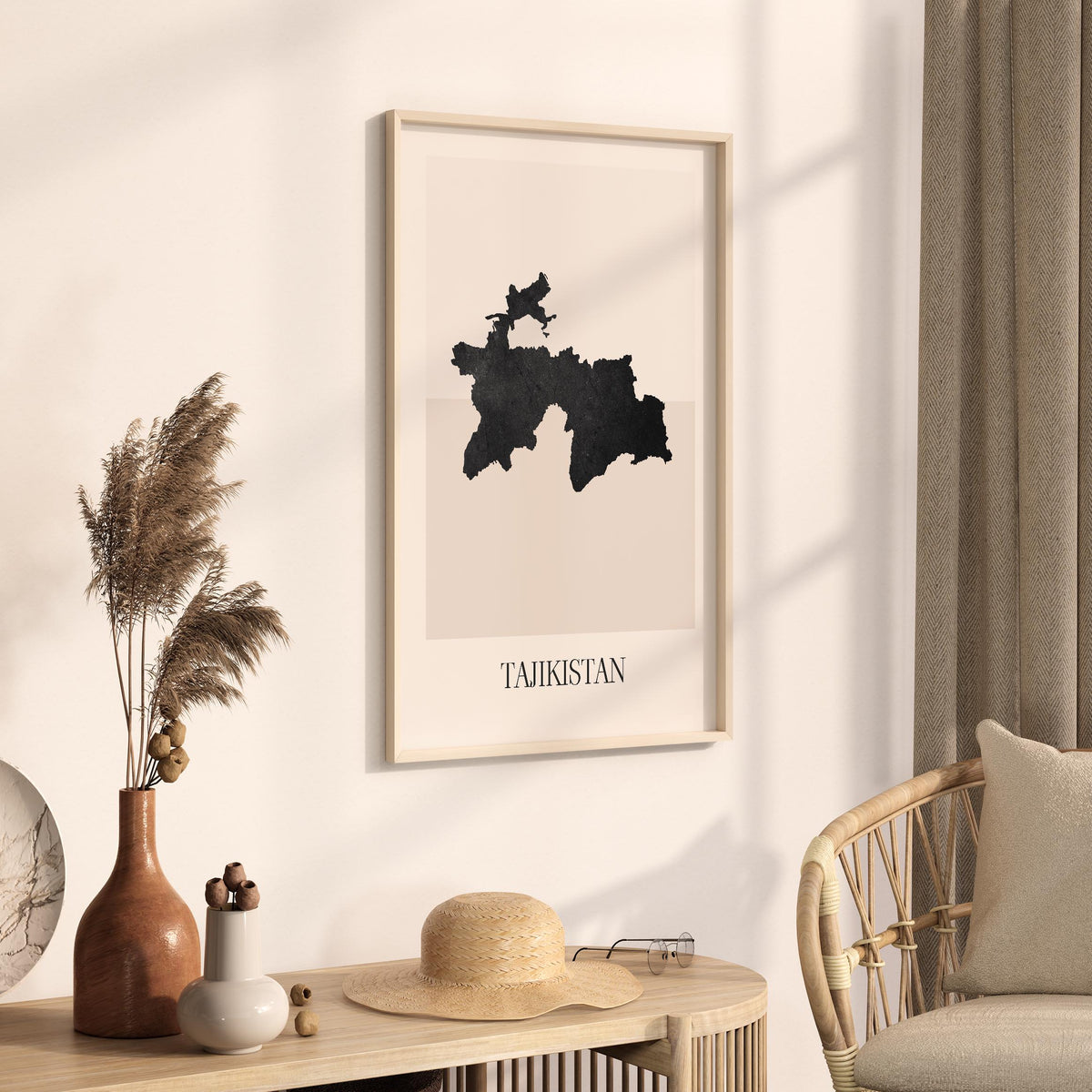 tajikistan map poster - minimalist boho wall art - digital download - image 2
