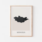 mongolia map poster - minimalist boho wall art - digital download - image 1