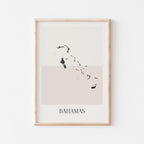 bahamas map poster - minimalist boho wall art - digital download - image 1