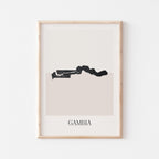 gambia map poster - minimalist boho wall art - digital download - image 1