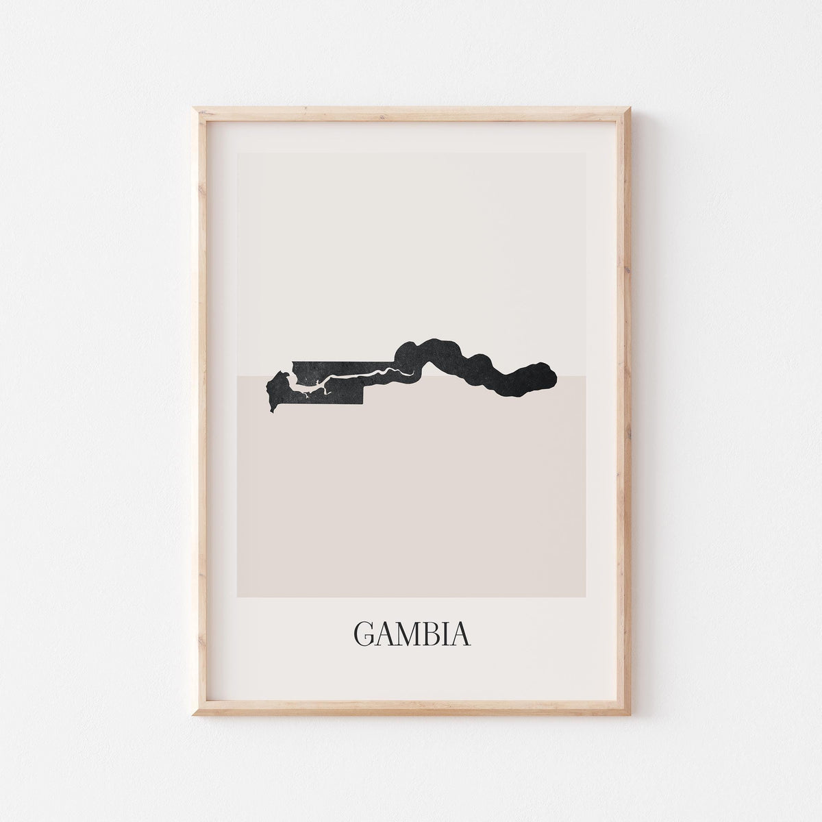 gambia map poster - minimalist boho wall art - digital download - image 1