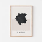 suriname map poster - minimalist boho wall art - digital download - image 1