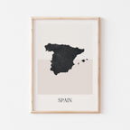 spain map poster - minimalist boho wall art - digital download - image 1