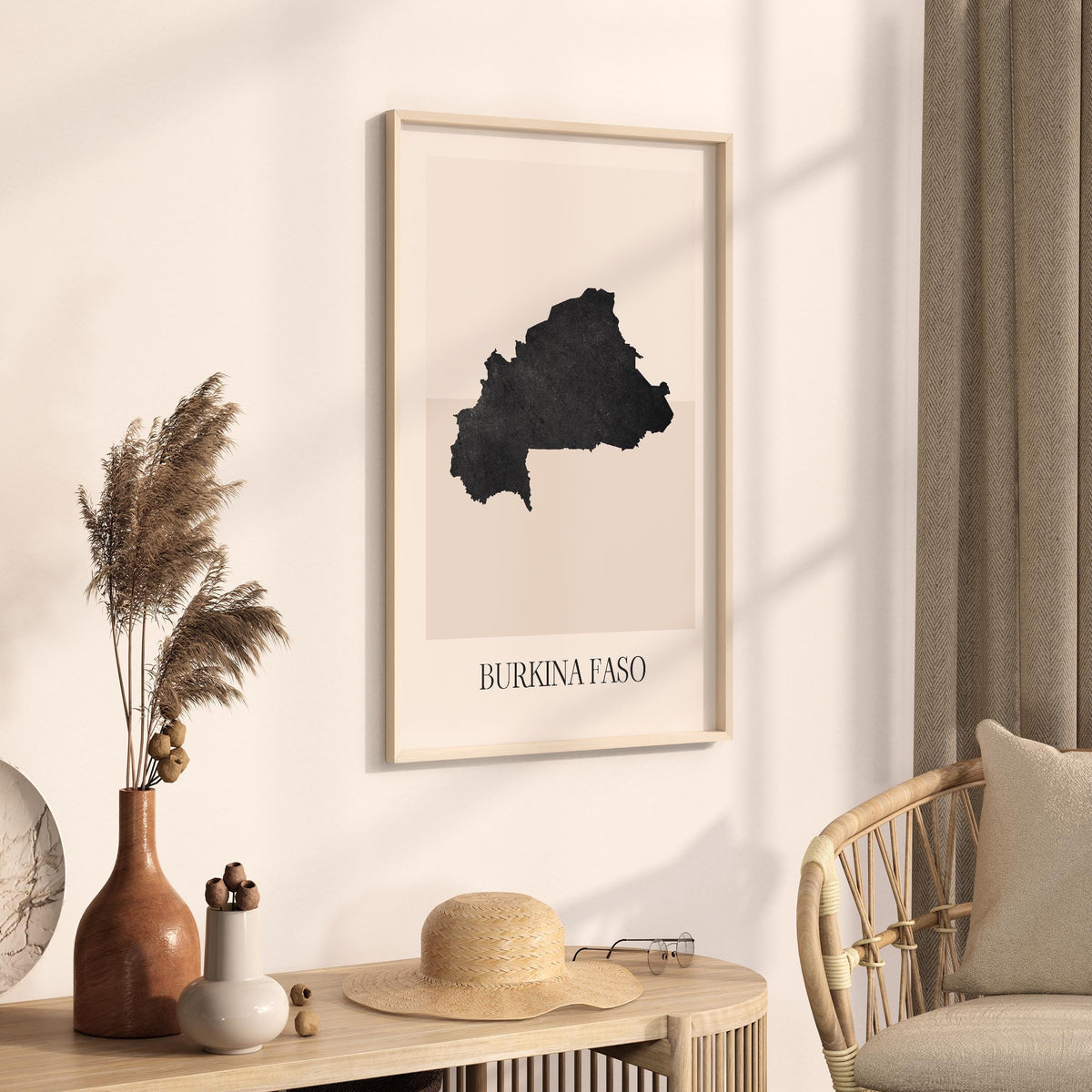 burkina faso map poster - minimalist boho wall art - digital download - image 2