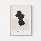 guyana map poster - minimalist boho wall art - digital download - image 1
