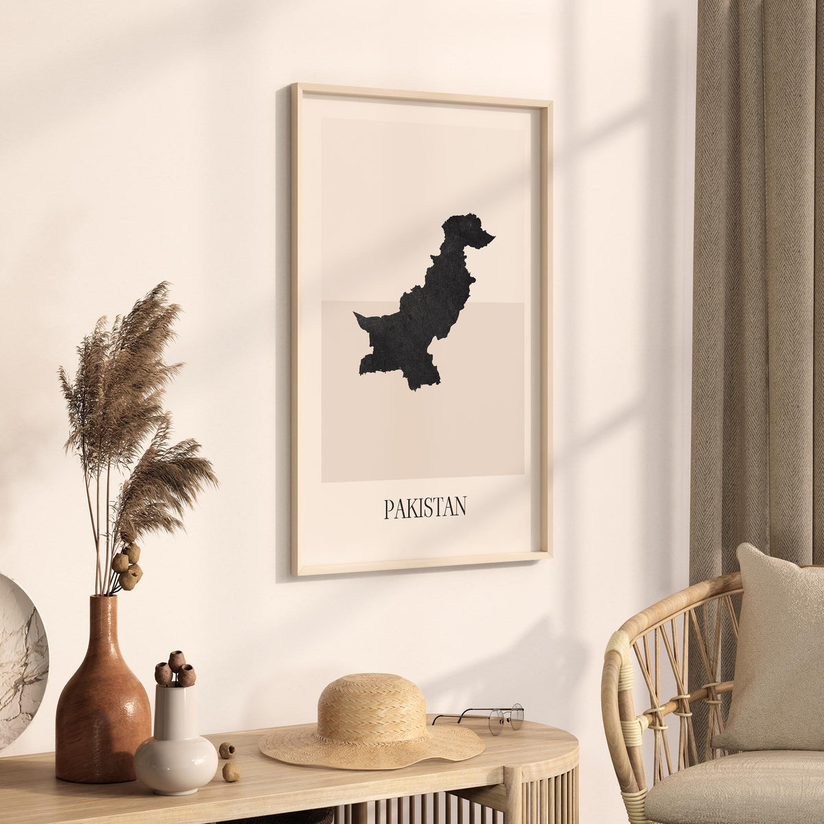 pakistan map poster - minimalist boho wall art - digital download - image 2
