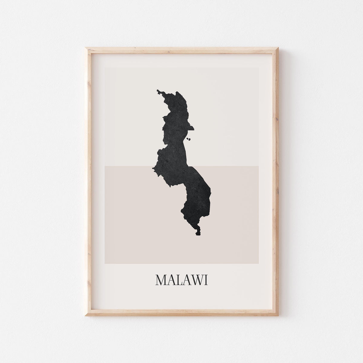 malawi map poster - minimalist boho wall art - digital download - image 1