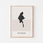 myanmar map poster - minimalist boho wall art - digital download - image 1
