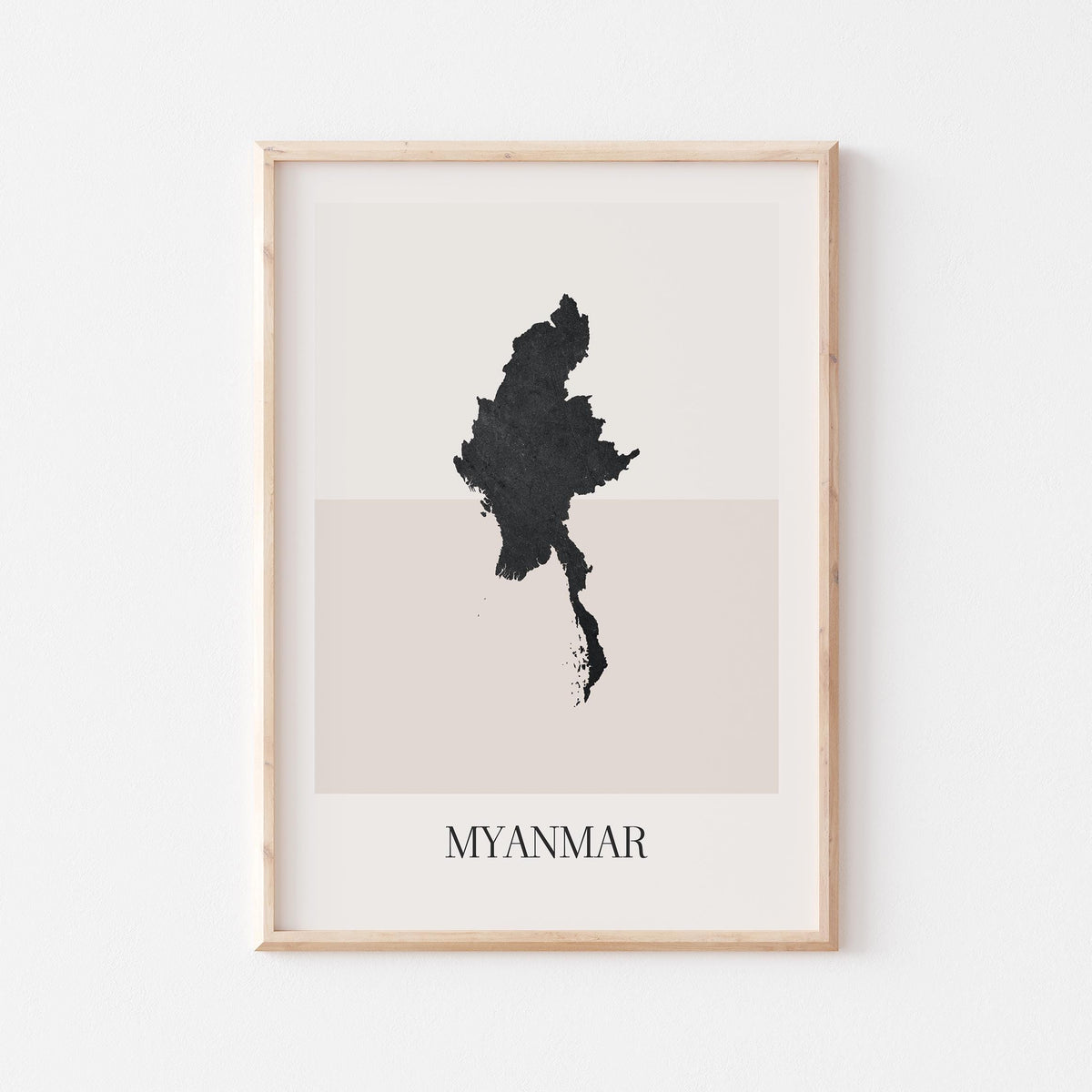 myanmar map poster - minimalist boho wall art - digital download - image 1