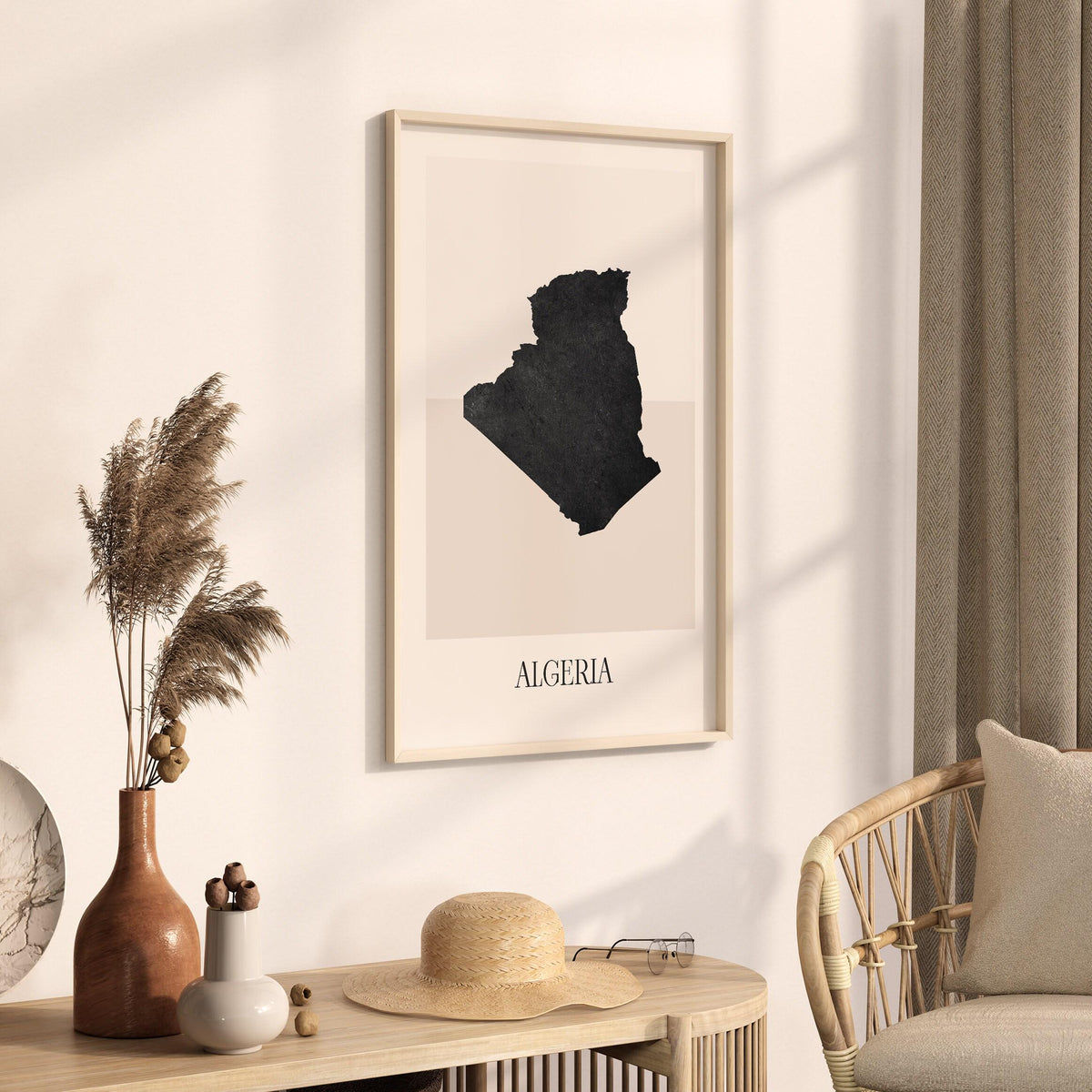algeria map poster - minimalist boho wall art - digital download - image 2