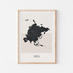 asia map poster - minimalist boho wall art - digital download - image 1