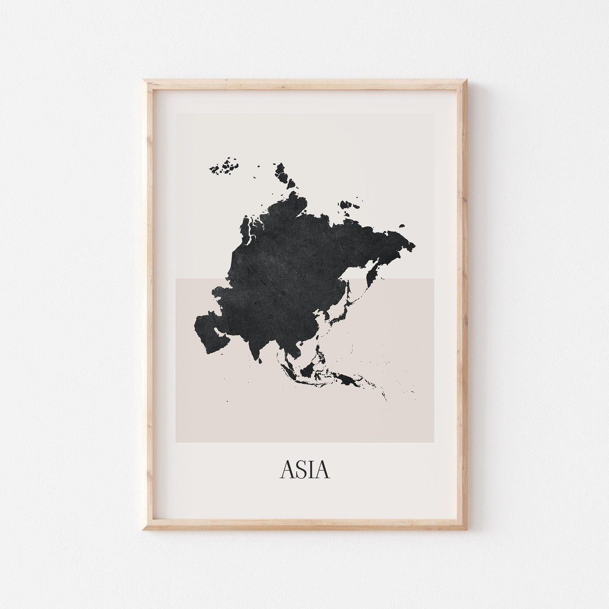 asia map poster - minimalist boho wall art - digital download - image 1