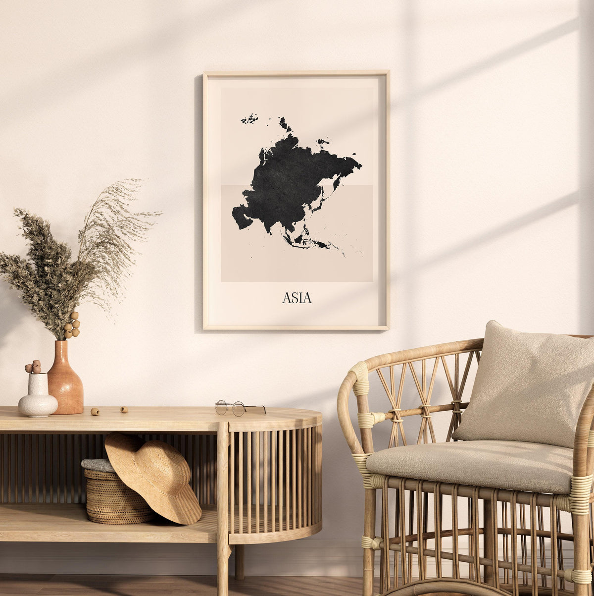 asia map poster - minimalist boho wall art - digital download - image 3