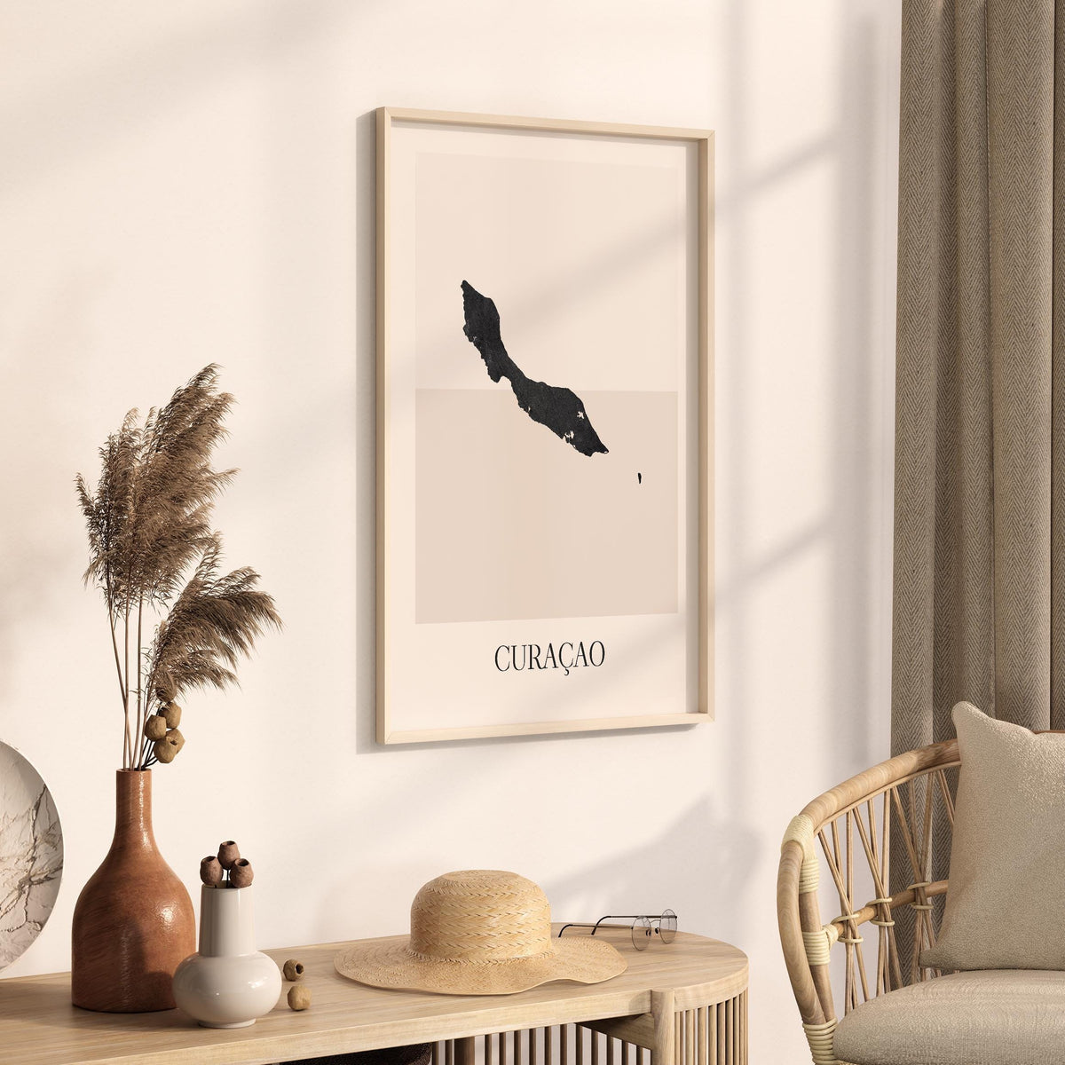 curacao map poster - minimalist boho wall art - digital download - image 2
