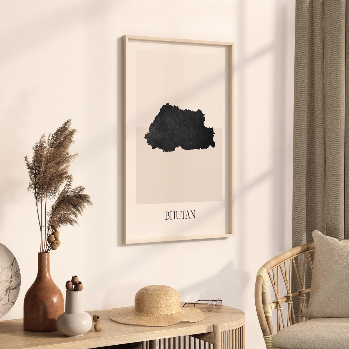 bhutan map poster - minimalist boho wall art - digital download - image 2
